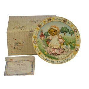 Vtg Cherished Teddies Mary Had A Little Lamb Plate Nursery Rhymes Collection